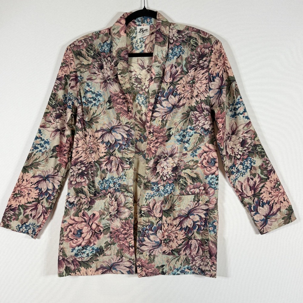 Byer California Floral Blazer in Pink, Blue, Green